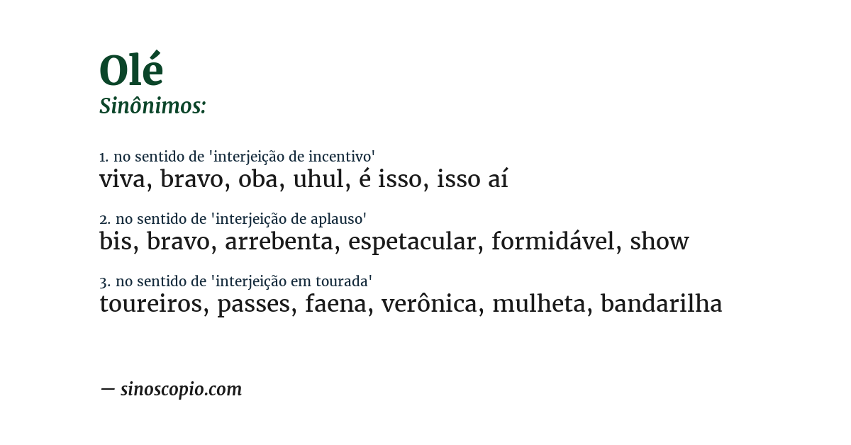 Sinônimo de olé