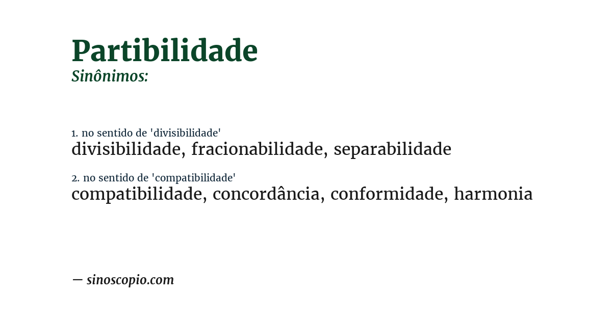 Sinônimo de partibilidade
