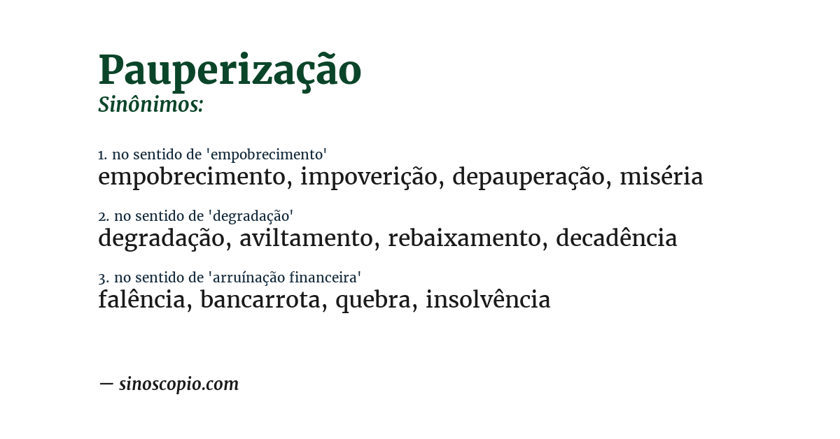 Sinônimo de pauperização