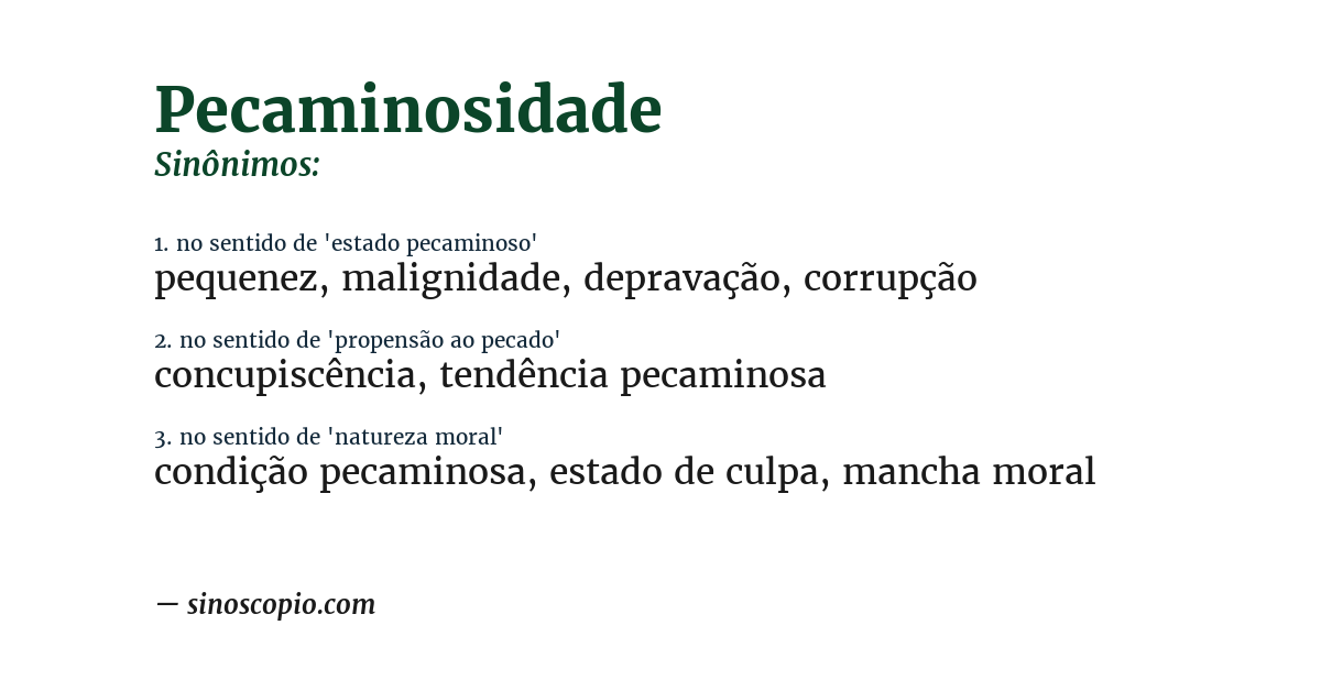 Sinônimo de pecaminosidade
