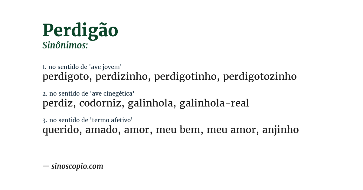 Sinônimo de perdigão
