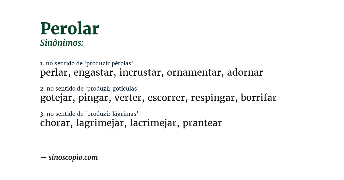 Sinônimo de perolar