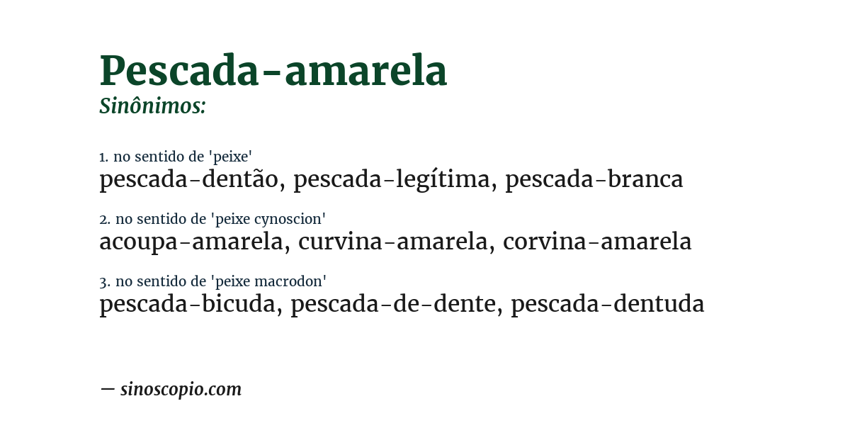 Sinônimo de pescada-amarela