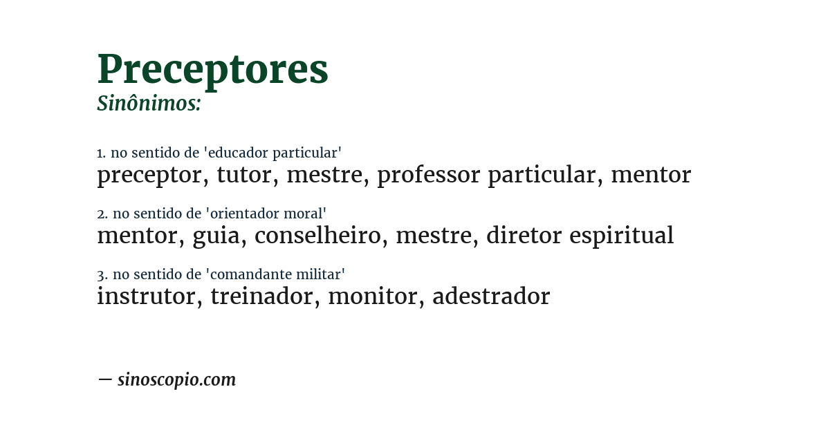 Sinônimo de preceptores