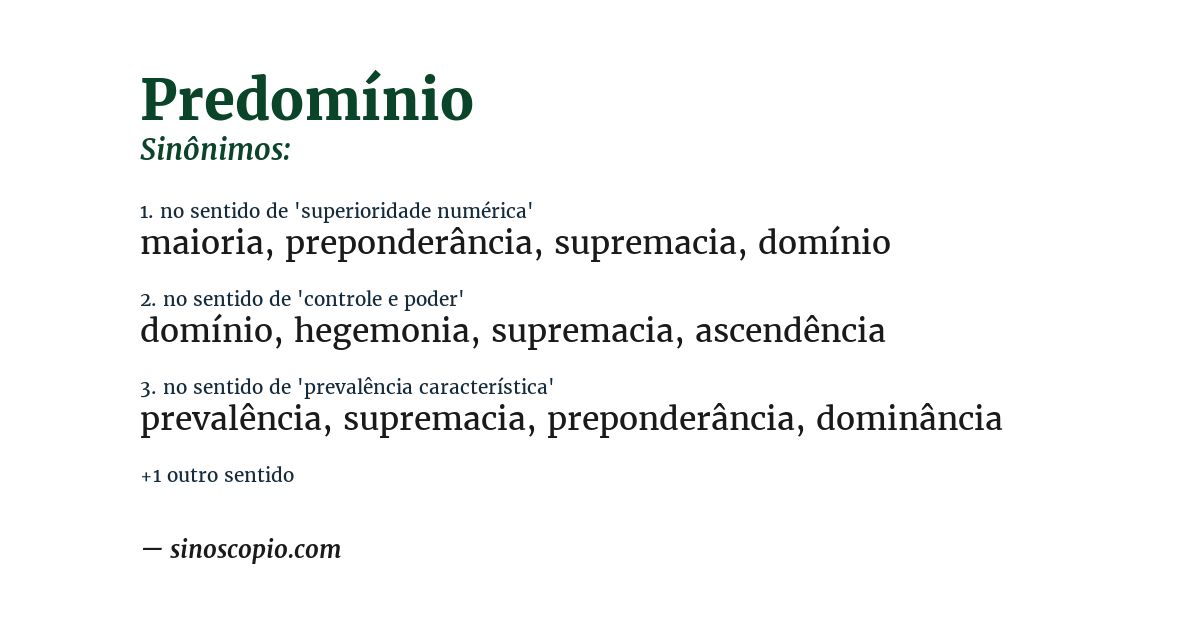 Sinônimo de predomínio