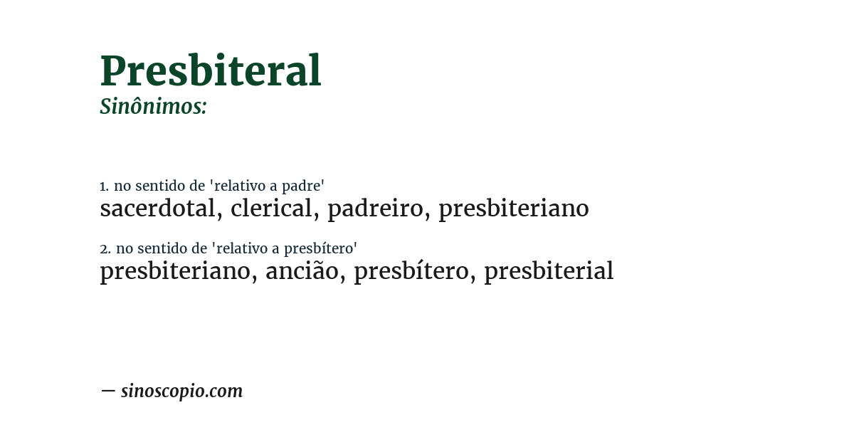Sinônimo de presbiteral