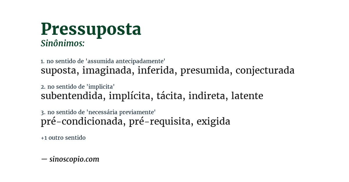 Sinônimo de pressuposta