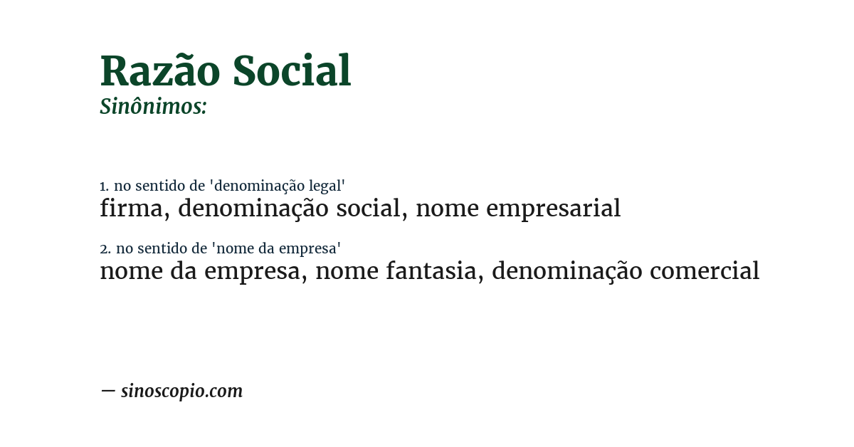 Sinônimo de razão social