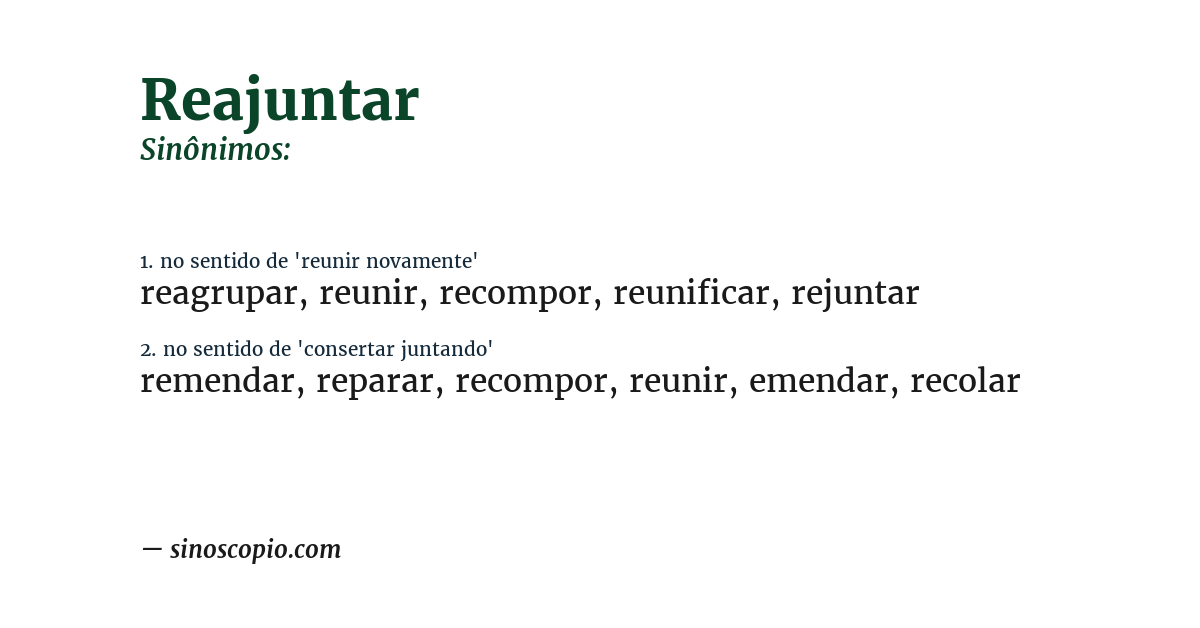 Sinônimo de reajuntar