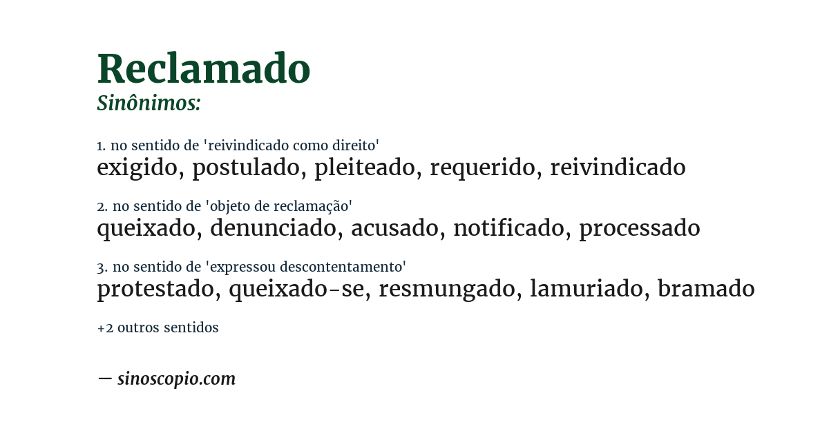 Sinônimo de reclamado