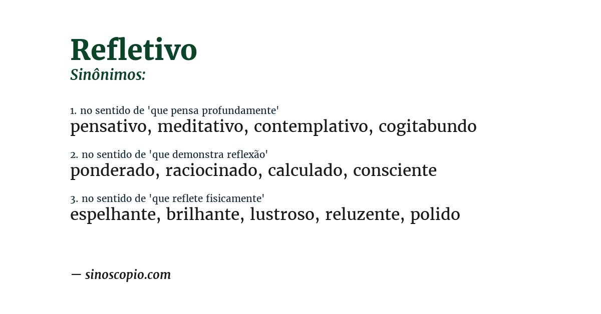 Sinônimo de refletivo