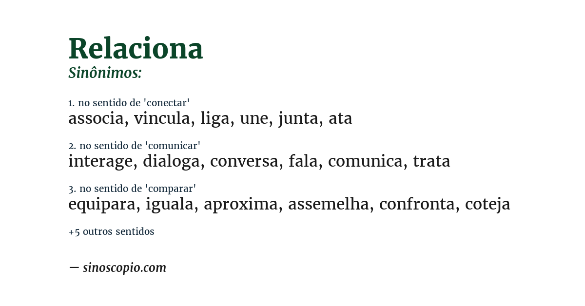 Sinônimo de relaciona