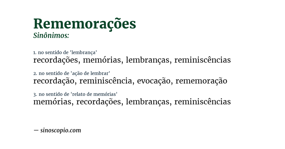 Sinônimo de rememorações