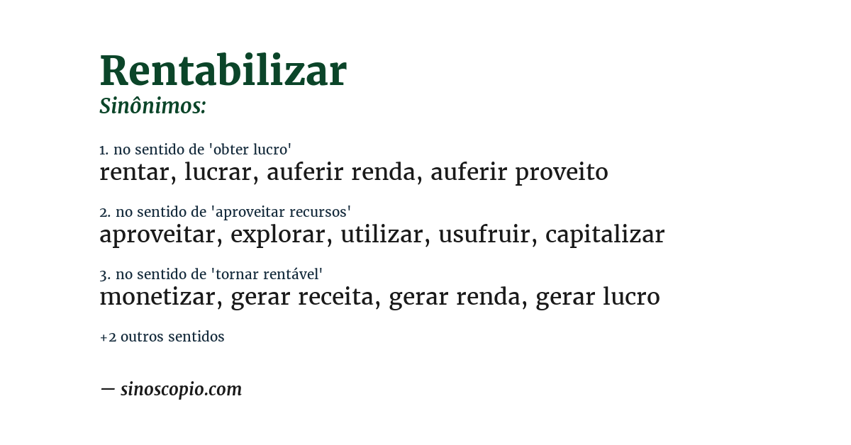 Sinônimo de rentabilizar