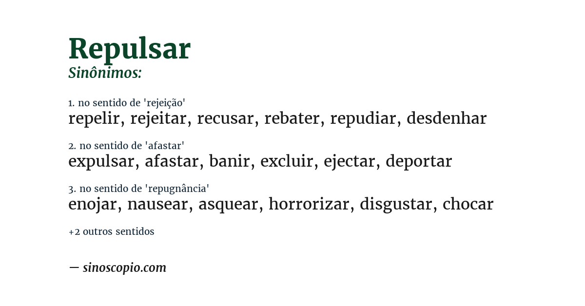 Sinônimo de repulsar