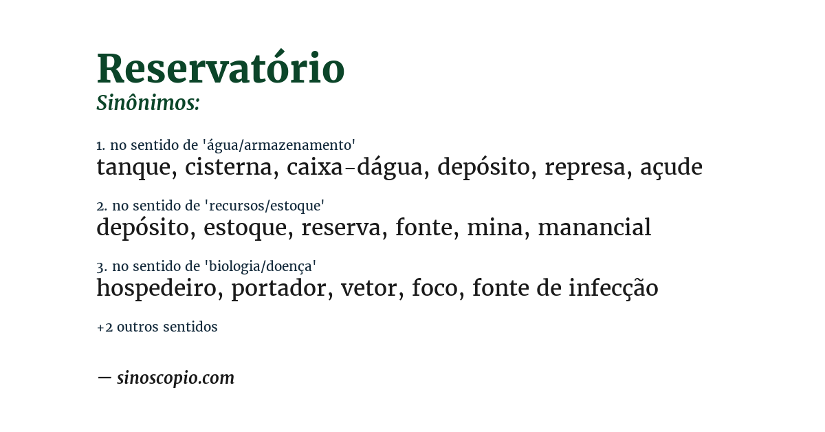 Sinônimo de reservatório