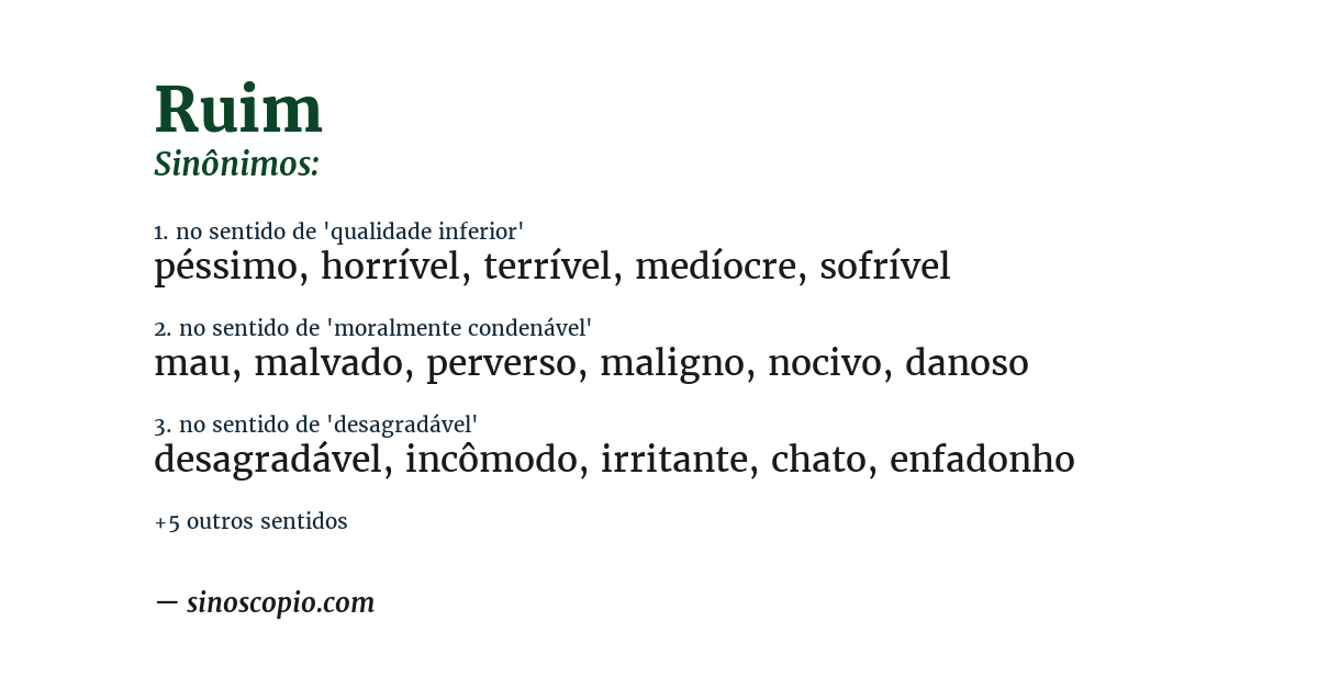 Sinônimo de ruim