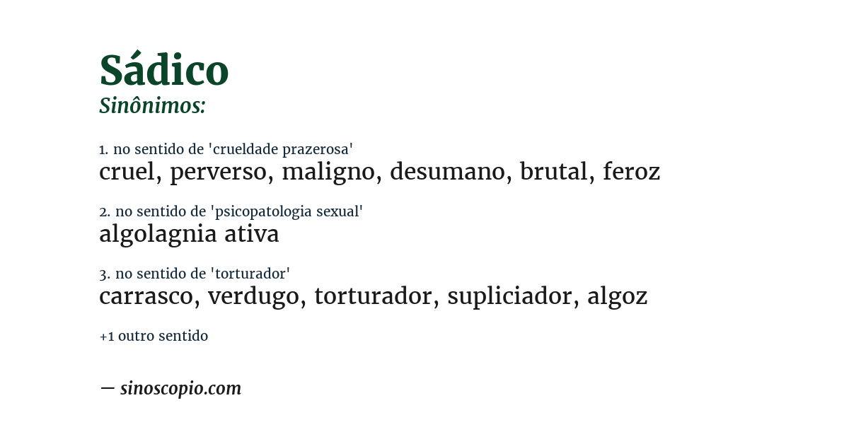 Sinônimo de sádico