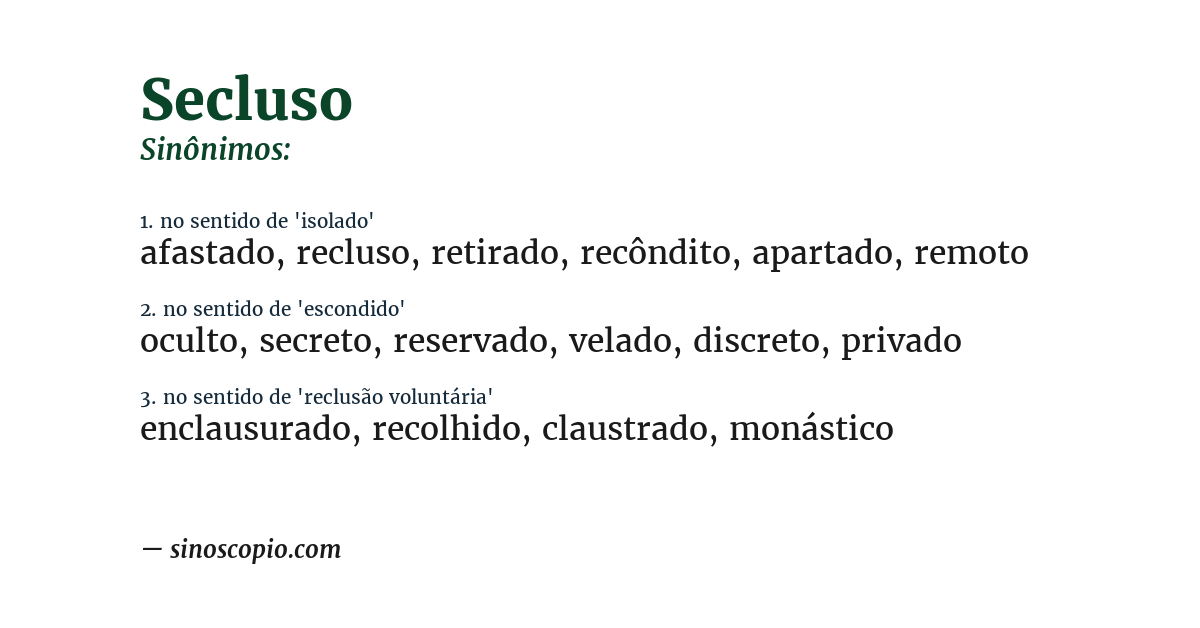 Sinônimo de secluso
