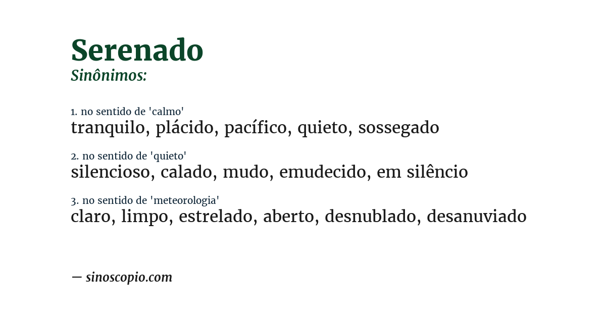 Sinônimo de serenado