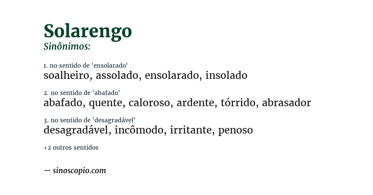 Sinônimo de solarengo