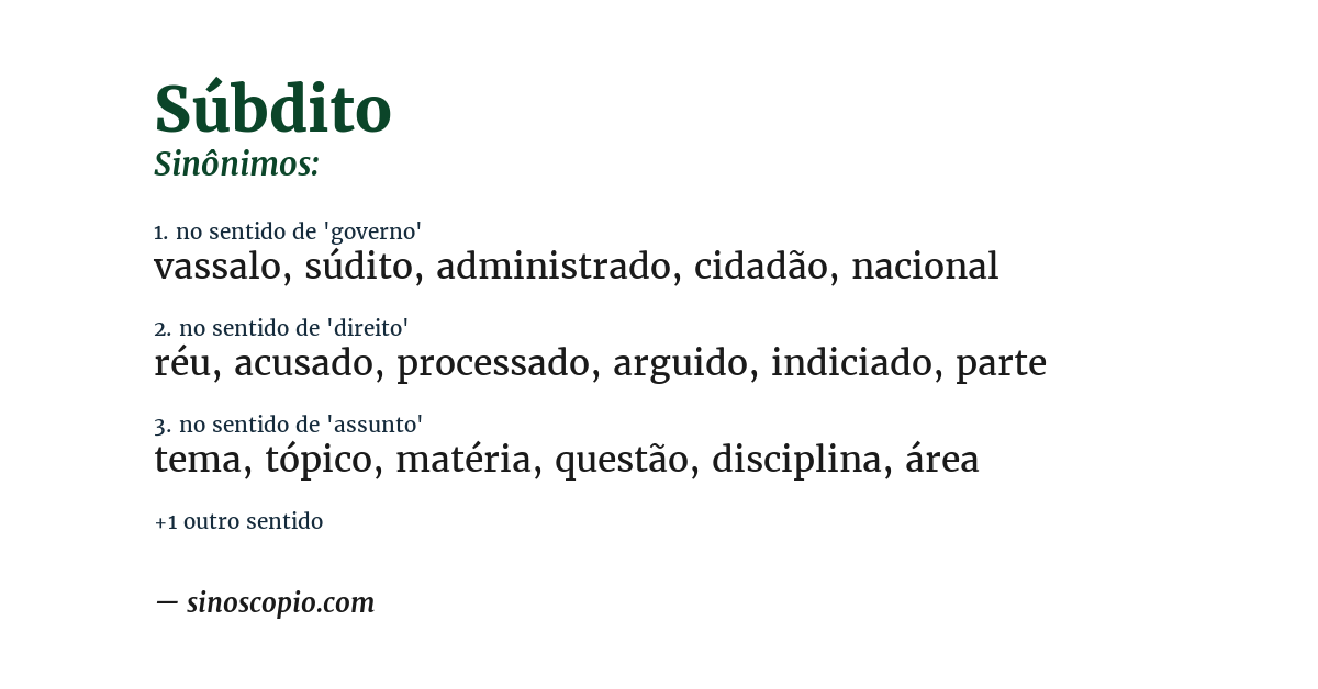 Sinônimo de súbdito