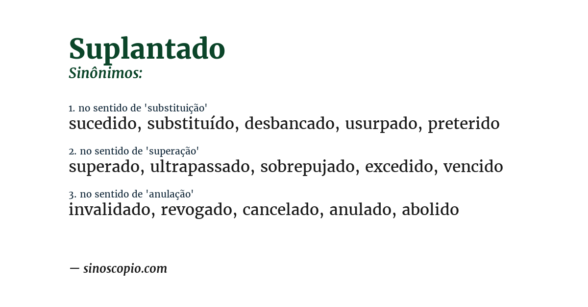 Sinônimo de suplantado