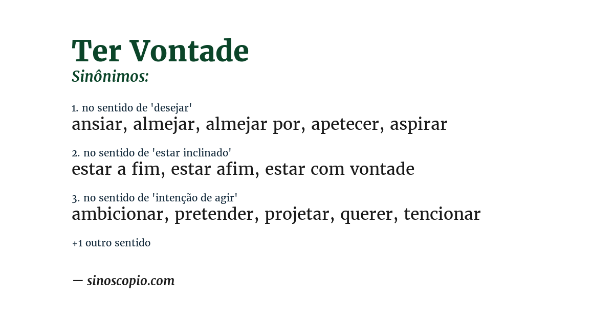 Sinônimo de ter vontade
