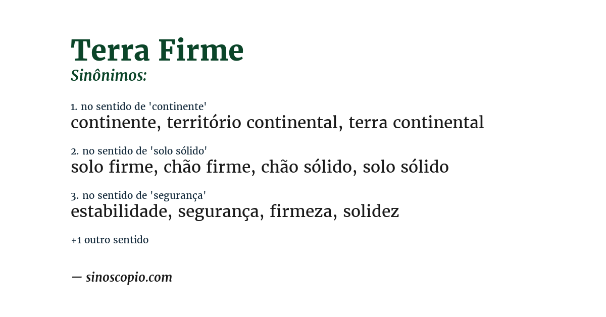 Sinônimo de terra firme