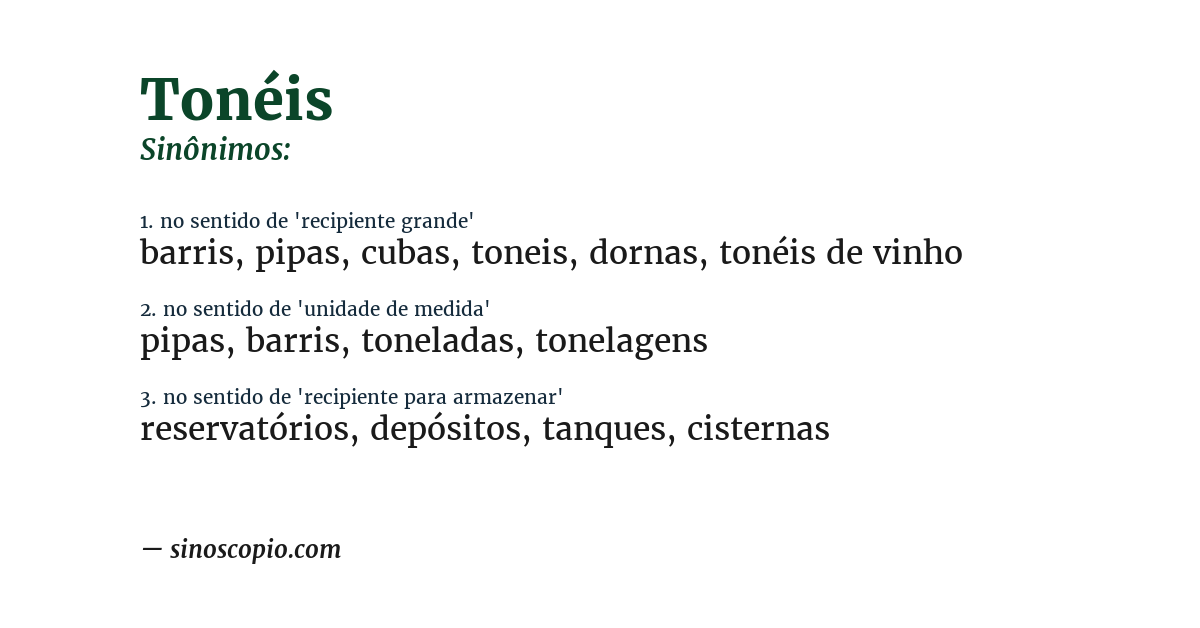 Sinônimo de tonéis