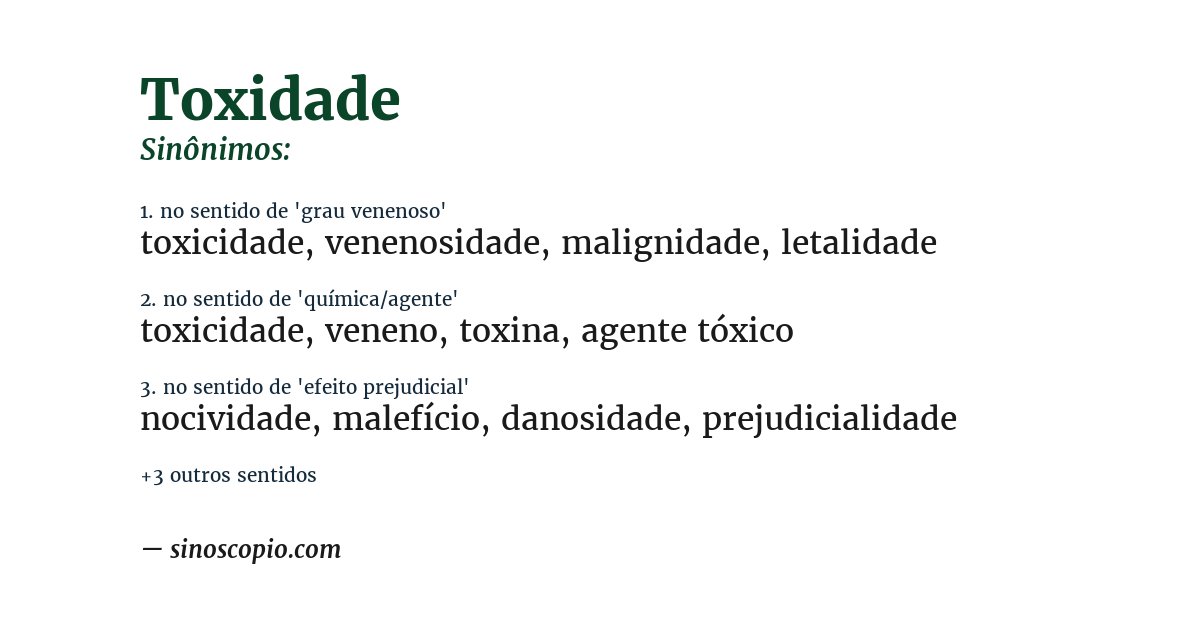 Sinônimo de toxidade