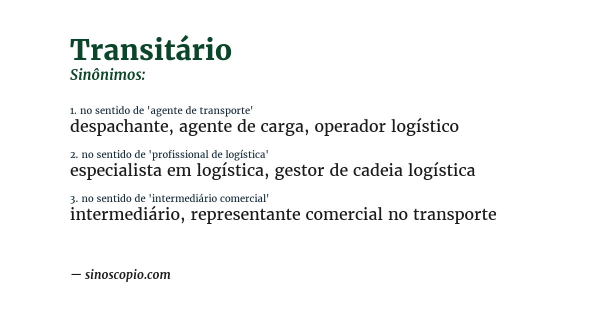 Sinônimo de transitário