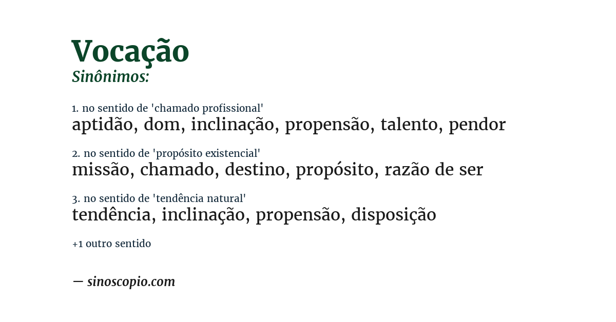 Sinônimo de vocação