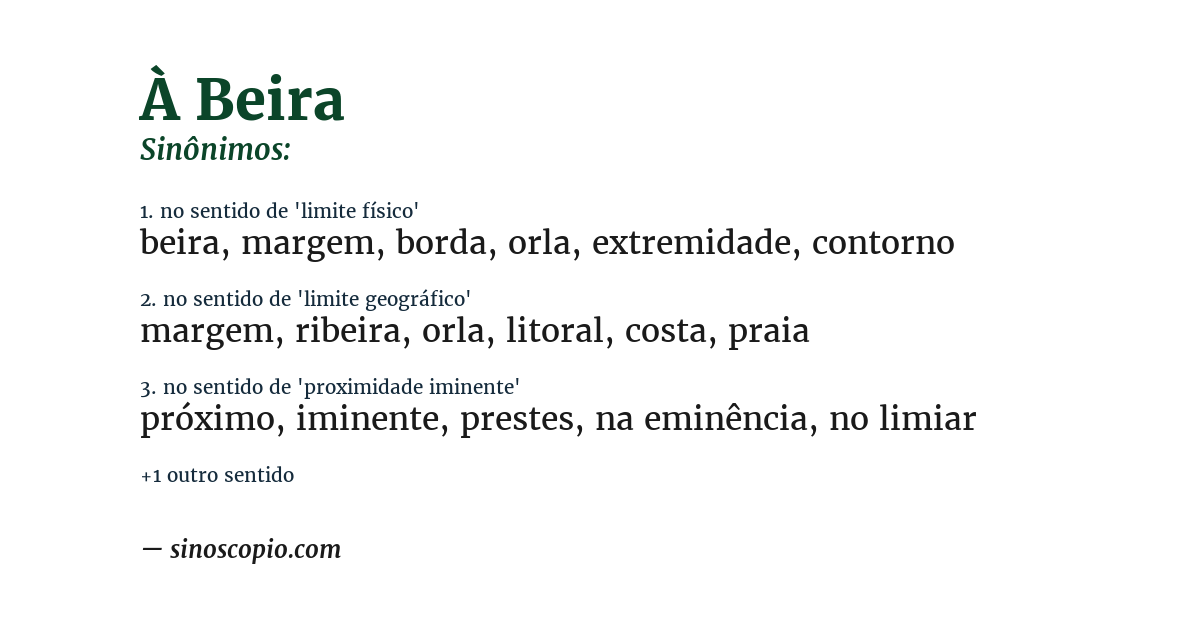 Sinônimo de à beira