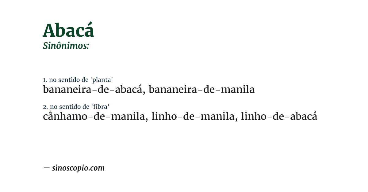 Sinônimo de abacá