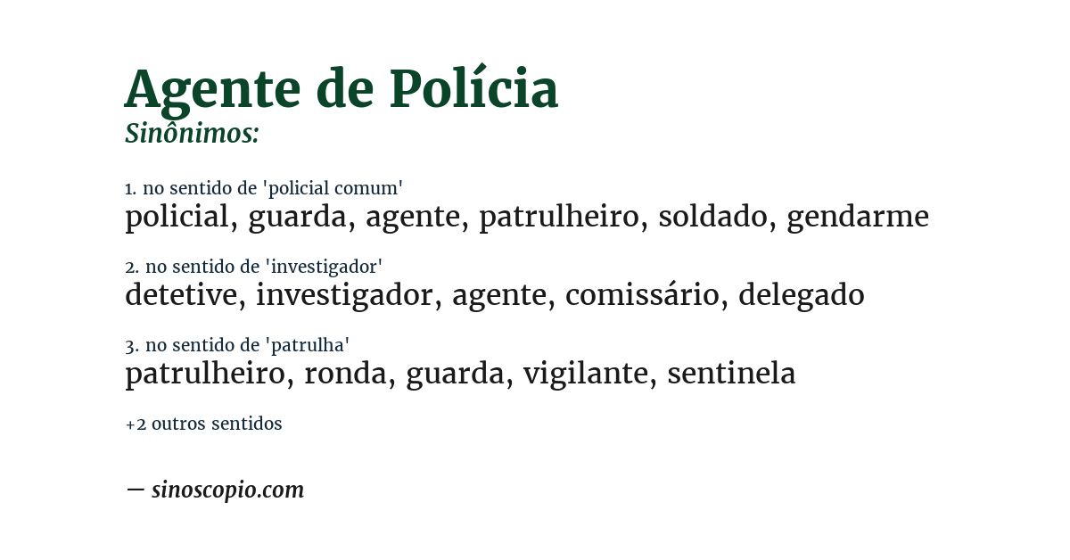 Sinônimo de agente de polícia