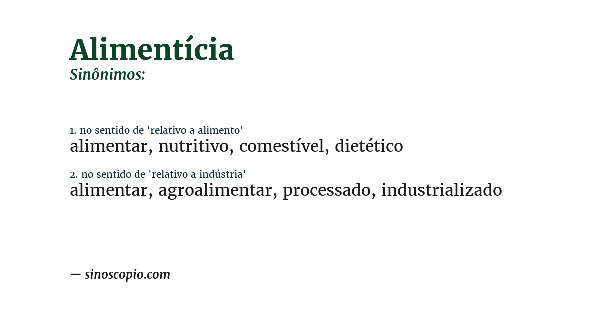 Sinônimo de alimentícia