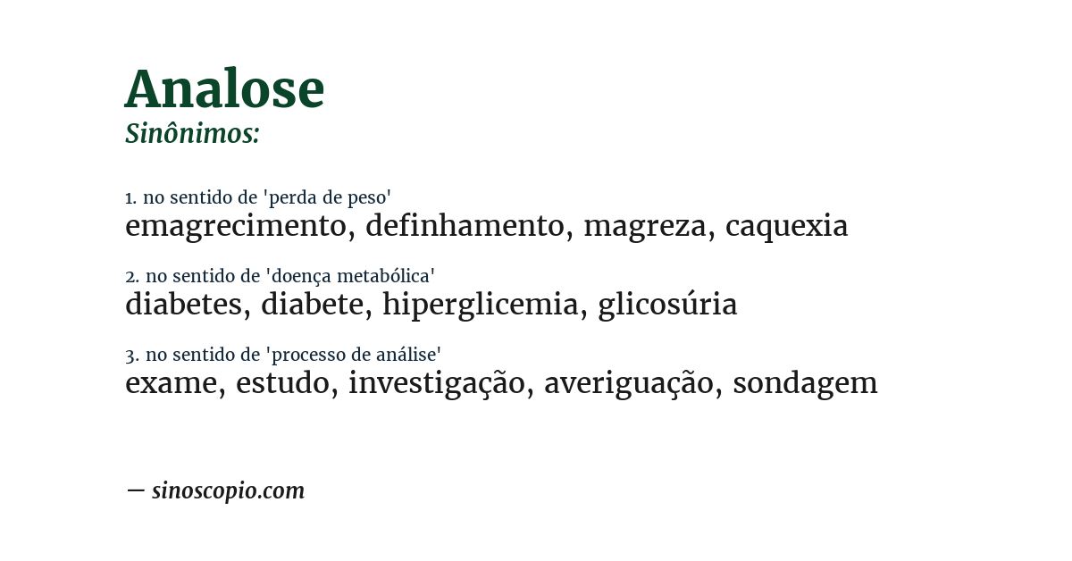 Sinônimo de analose