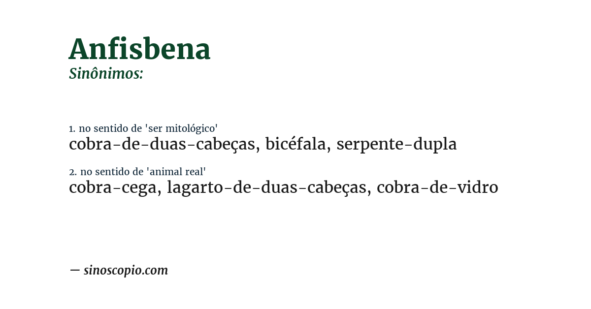 Sinônimo de anfisbena