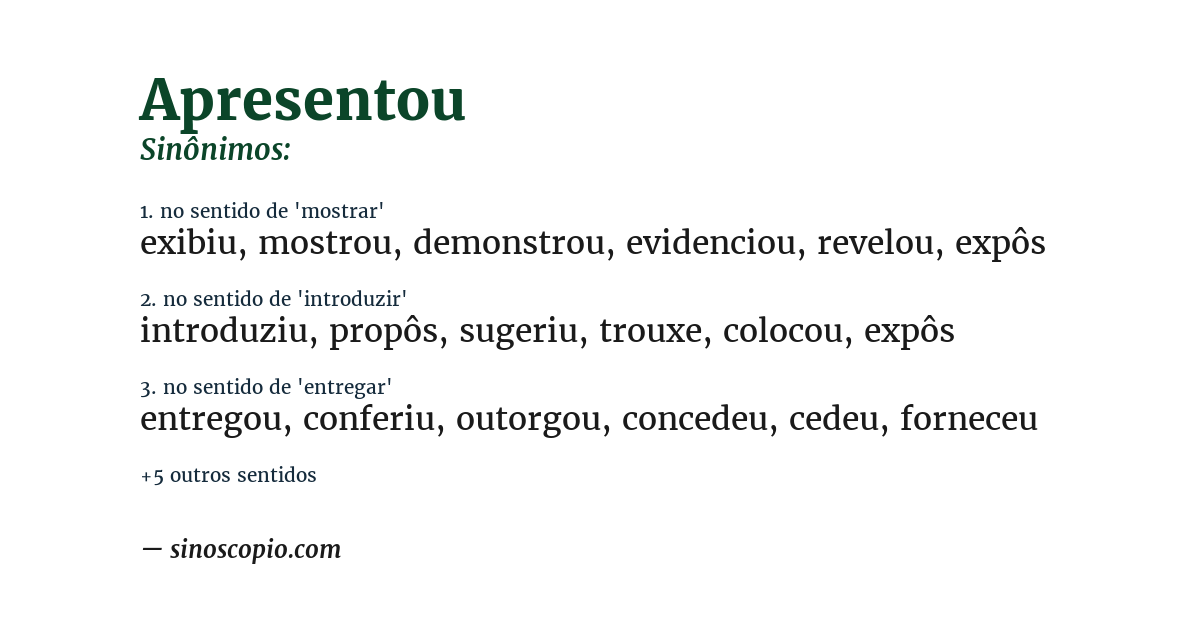 Sinônimo de apresentou