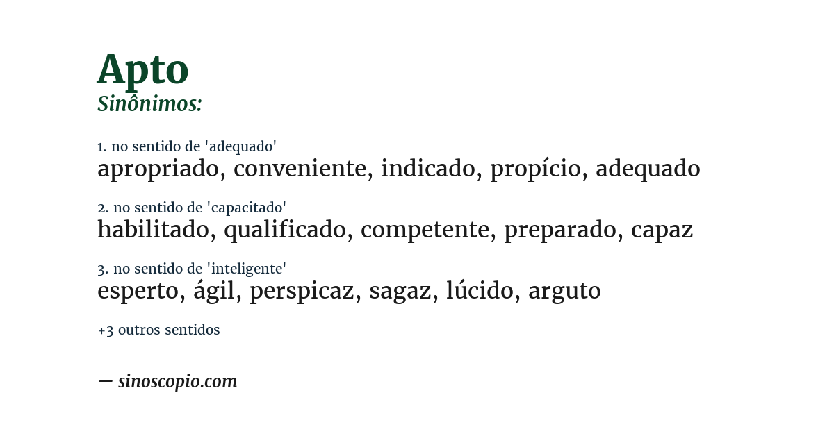 Sinônimo de apto
