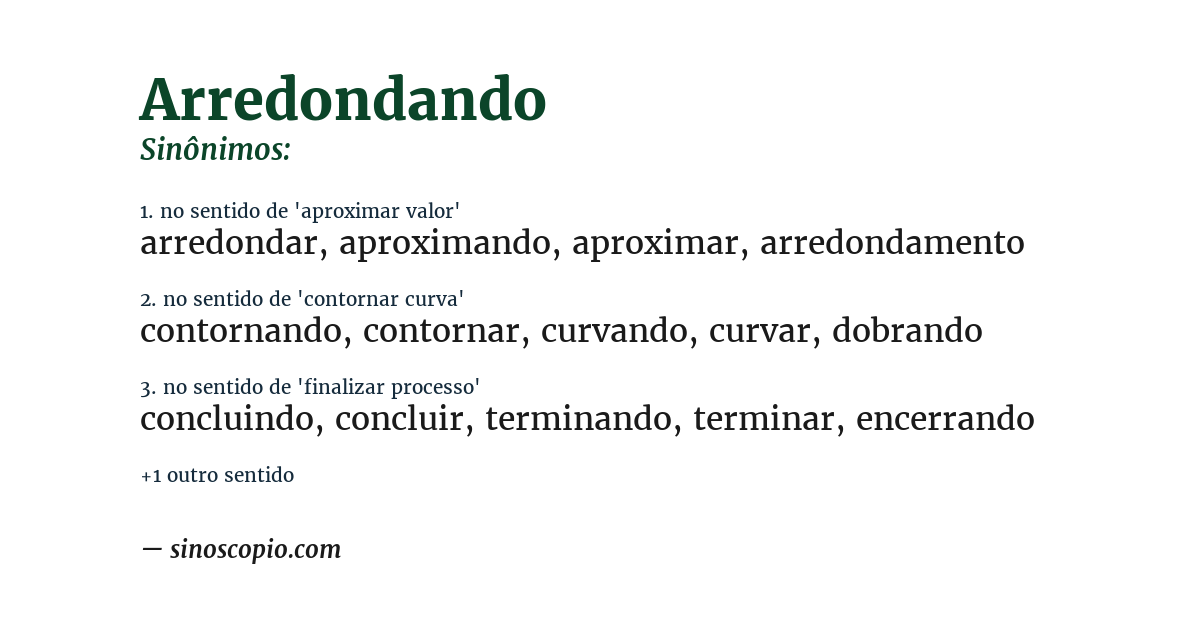 Sinônimo de arredondando