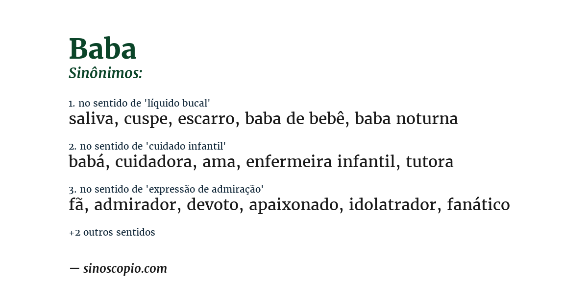 Sinônimo de baba