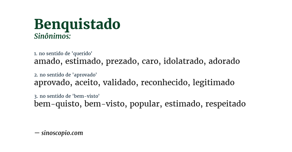 Sinônimo de benquistado