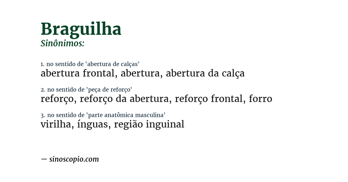 Sinônimo de braguilha