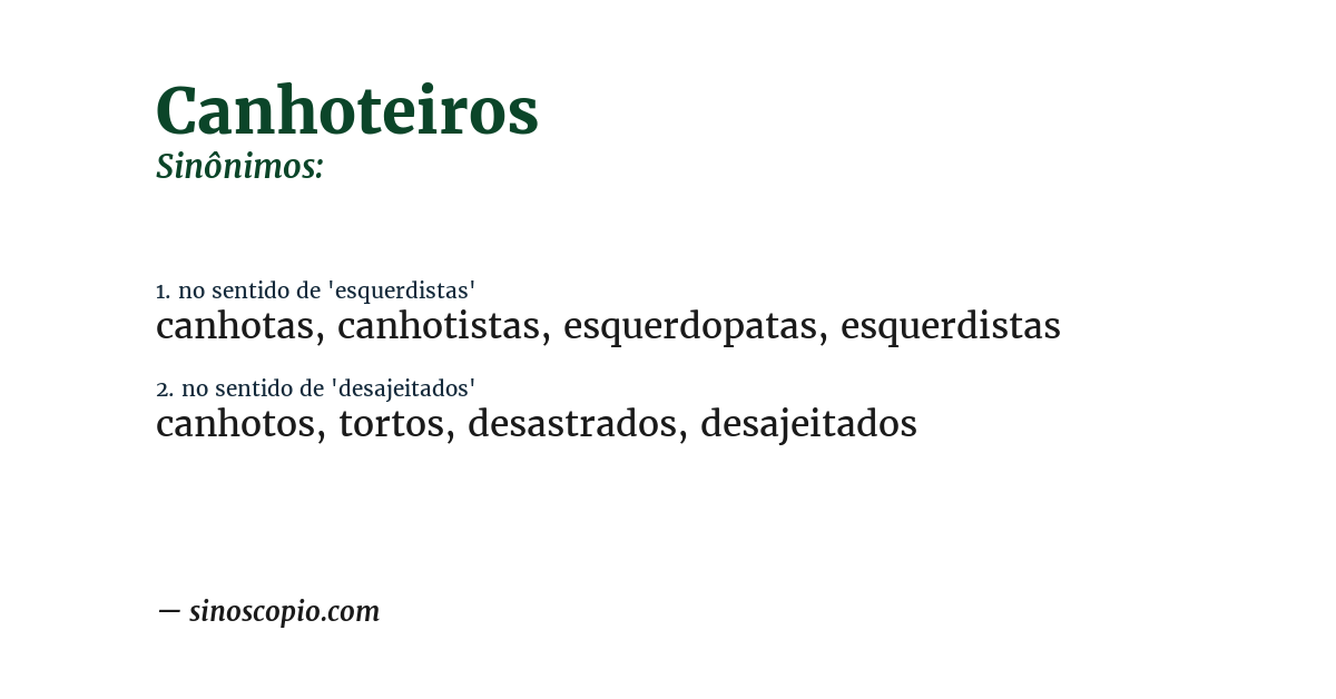 Sinônimo de canhoteiros