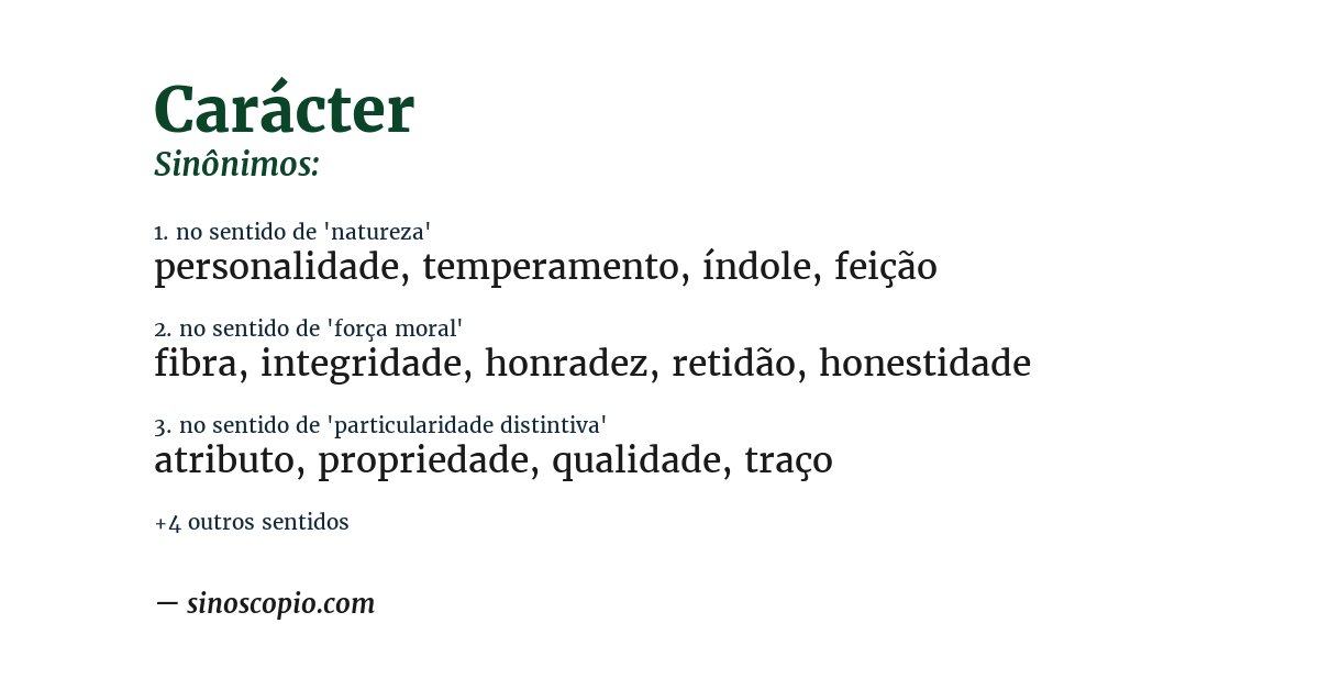 Sinônimo de carácter
