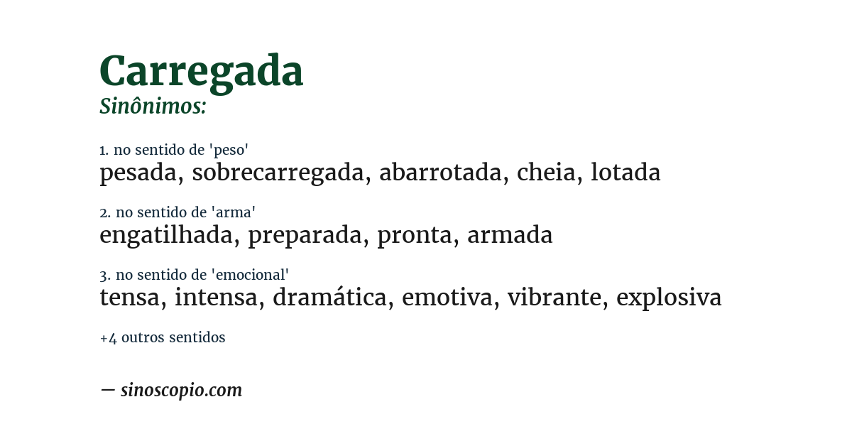 Sinônimo de carregada