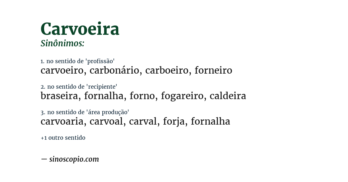 Sinônimo de carvoeira