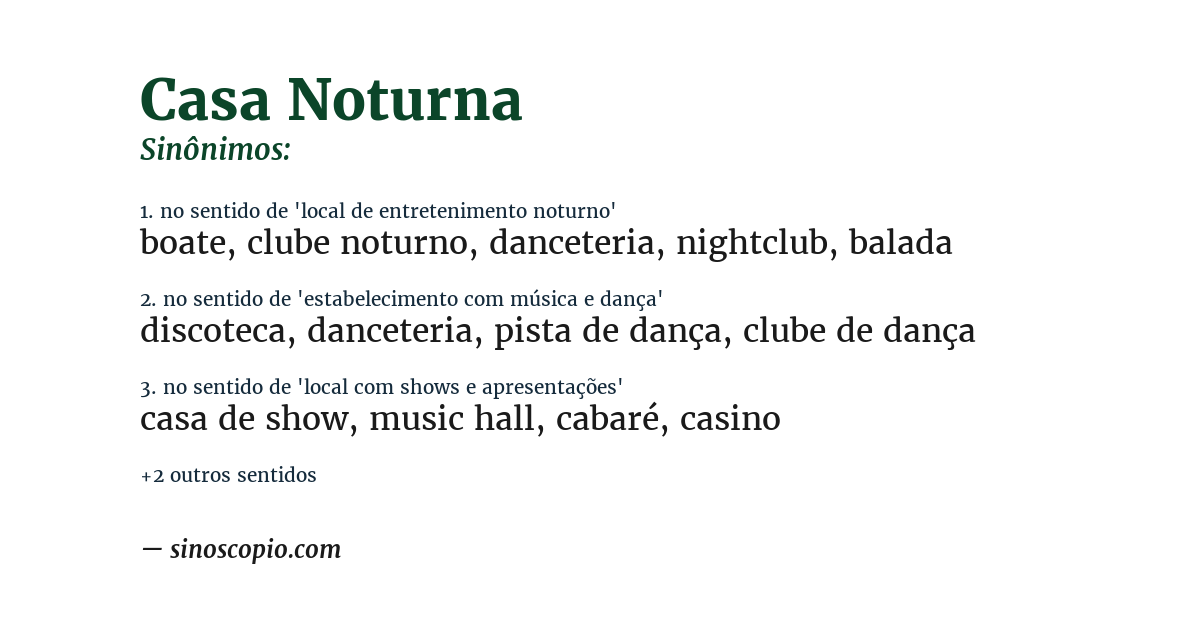 Sinônimo de casa noturna